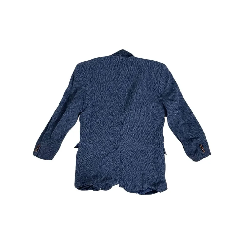 Walter Pye’s 100% Wool Blazer Herringbone Blue Vintage Size 38R